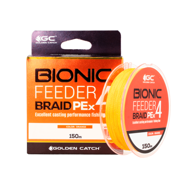 golden catch braided line bionic feeder pe x4 150m orange 0 8