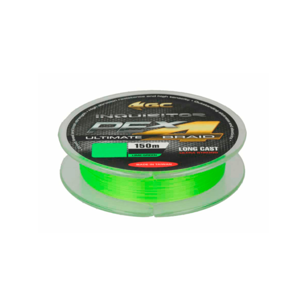 golden catch braided line inquisitor pe x4 150m lime green 0 4