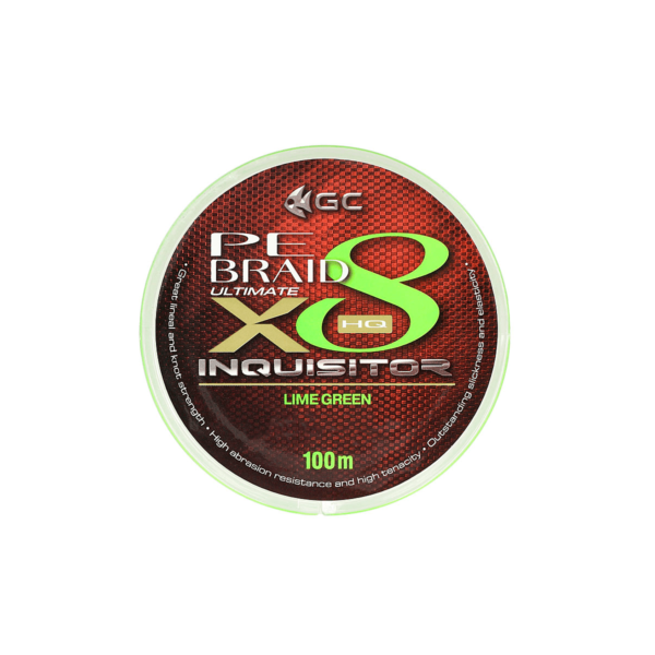 golden catch braided line inquisitor pe x8 100m lime green 0 6