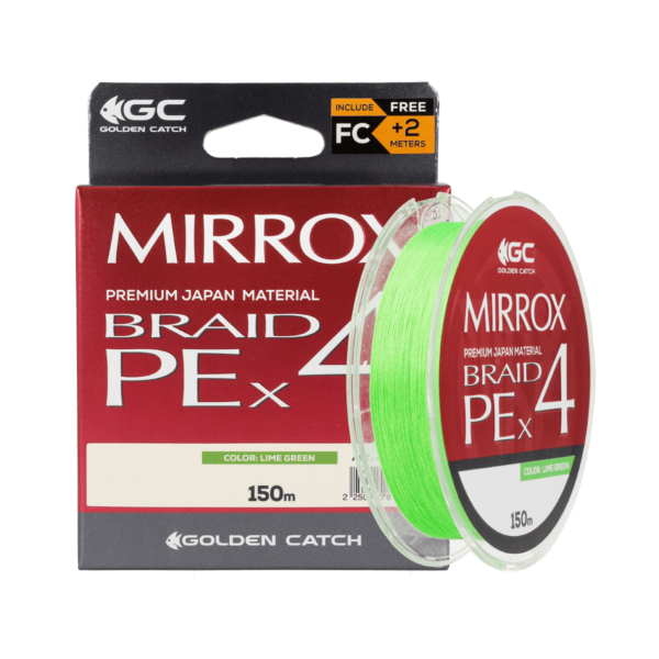 golden catch braided line mirrox pe x4 150m lime green 1 2