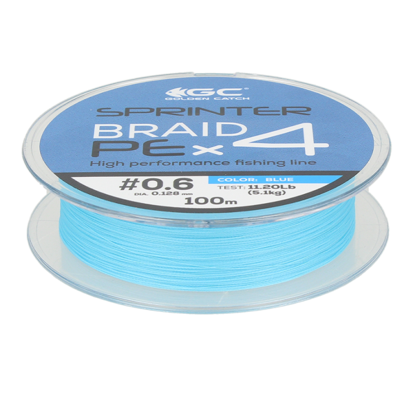 golden catch braided line sprinter pe x4 100m blue 0 6