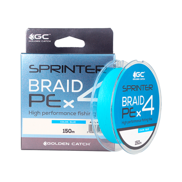 golden catch braided line sprinter pe x4 150m blue 0 8