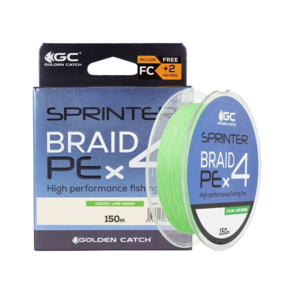 golden catch braided line sprinter pe x4 150m lime green 1 0