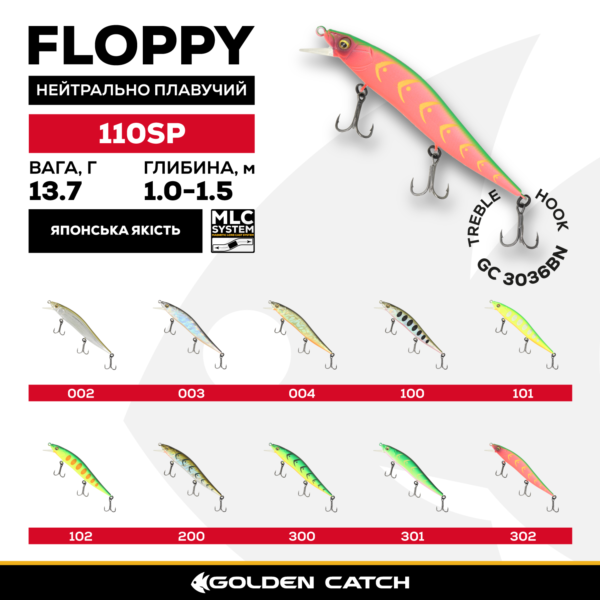 golden catch hard lure floppy 110sp 13 7g 200