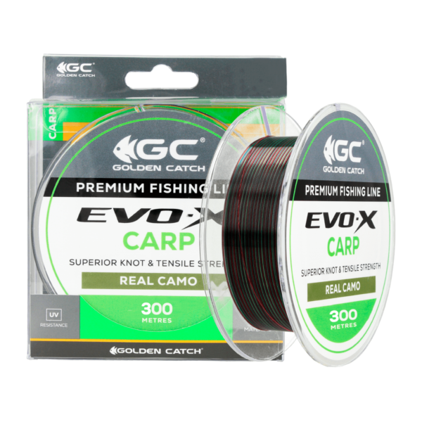 golden catch nylon line evo x carp 300m real camo 0 370mm
