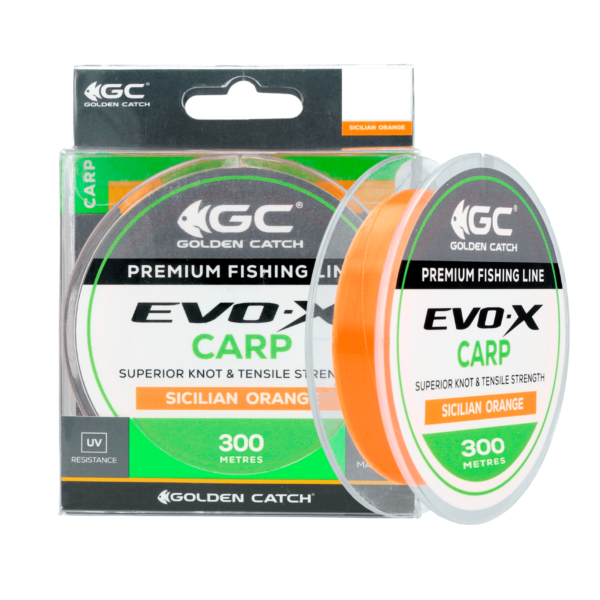 golden catch nylon line evo x carp 300m sicilian orange 0 331mm