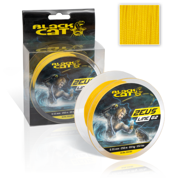 0 55mm black cat zeus line g2 250m 69kg 152lbs yellow