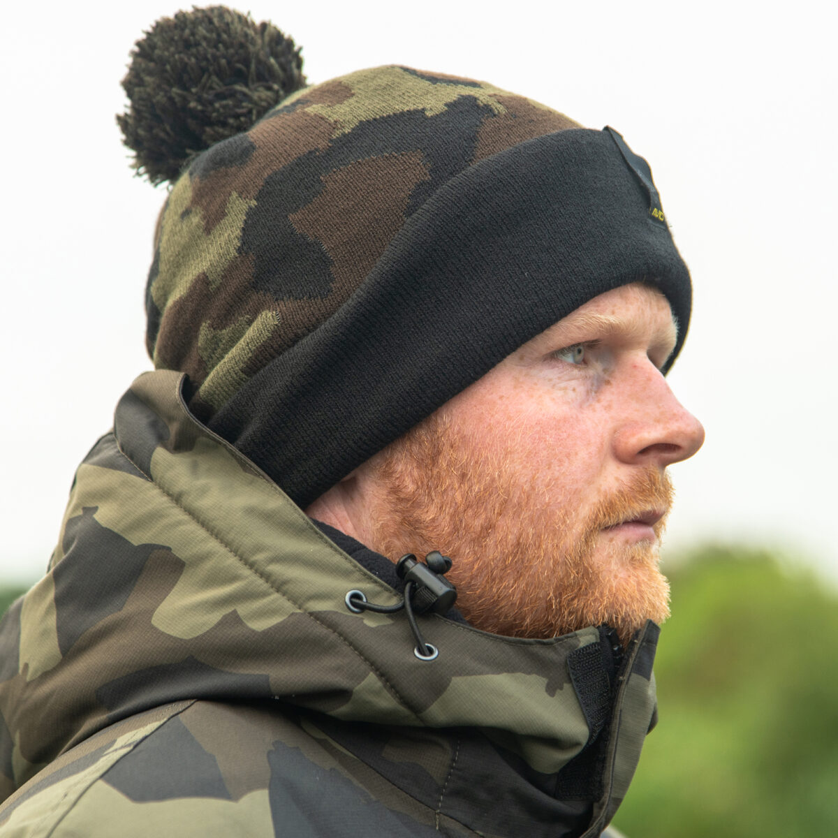 avid black and camo bobble hat