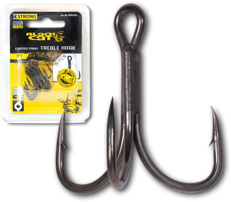 black cat 4 0 curved point treble hook dg dg coating 5 pcs