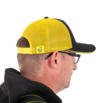 black cat black and yellow trucker cap