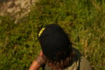 black cat black flat peak cap