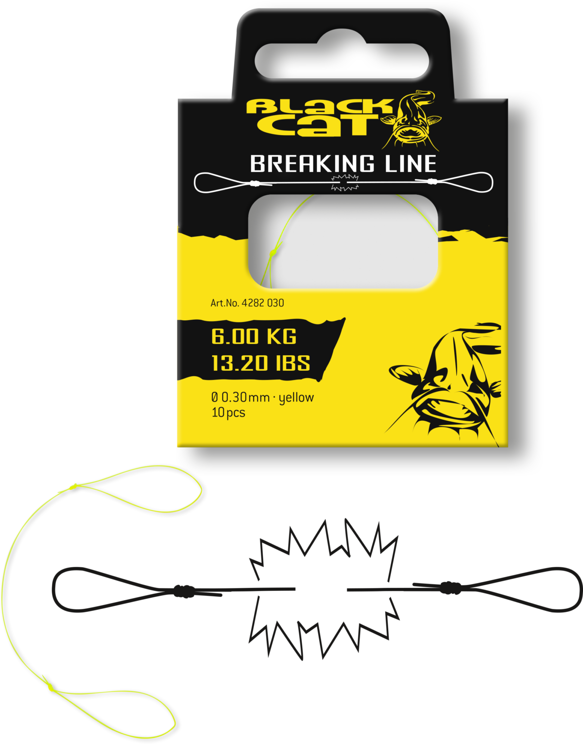 black cat breaking line 600kg 1320lbs 030mm yellow 10 pcs