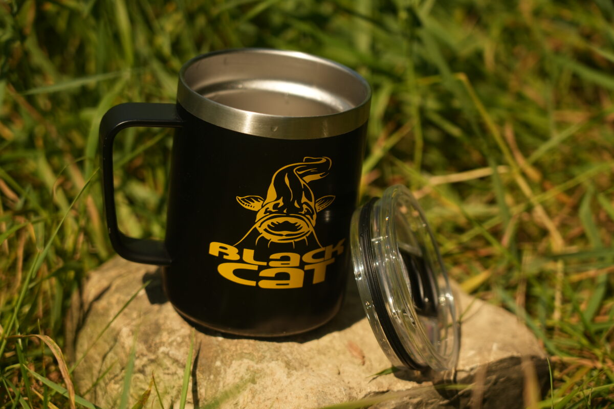 black cat stainless steel thermal mug