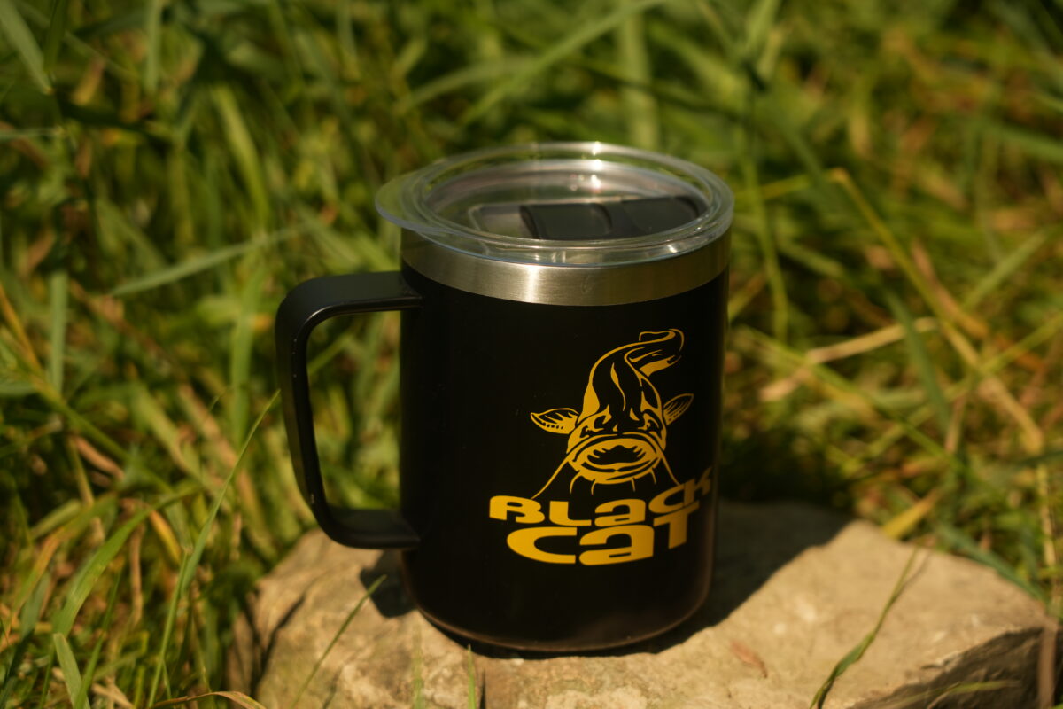 black cat stainless steel thermal mug