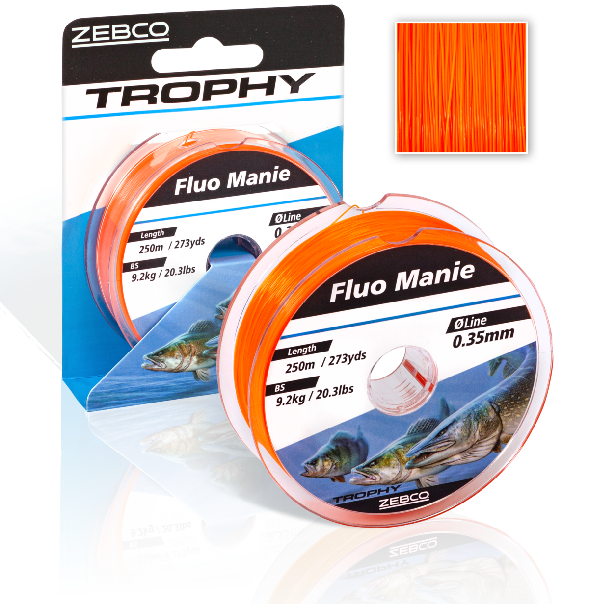 zebco 030mm trophy fluo manie l 250m 273yds 69kg 152lbs fluo red