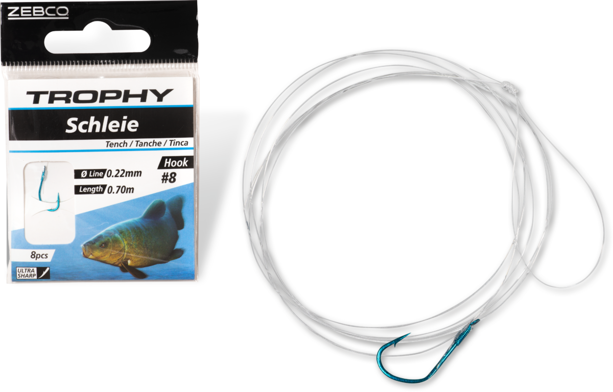 zebco 12 trophy tench hook to nylon blue hooklength 70cm