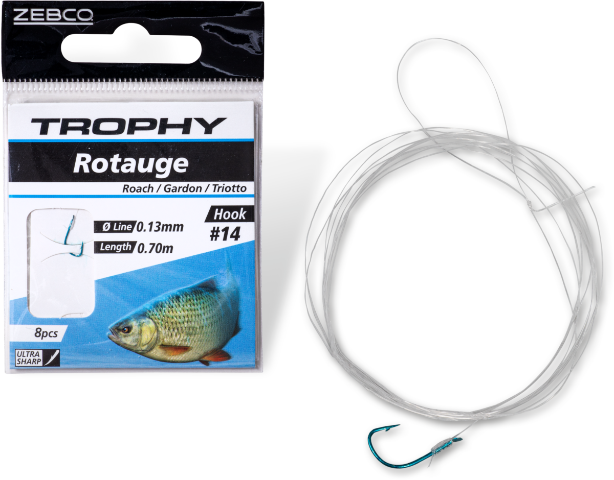 zebco 14 trophy roach hook to nylon blue hooklength 70cm