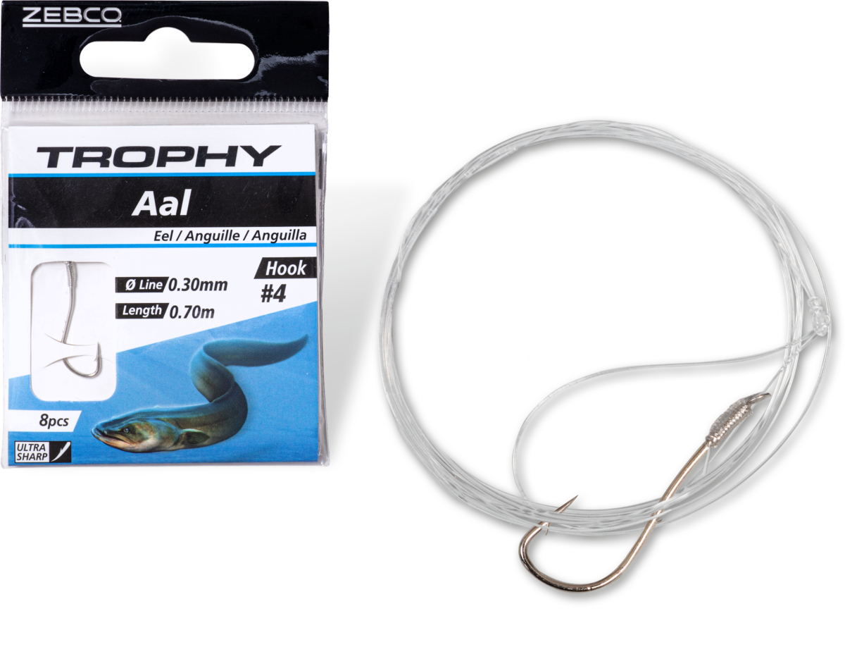 zebco 4 trophy eel hook to nylon silver hooklength 70cm