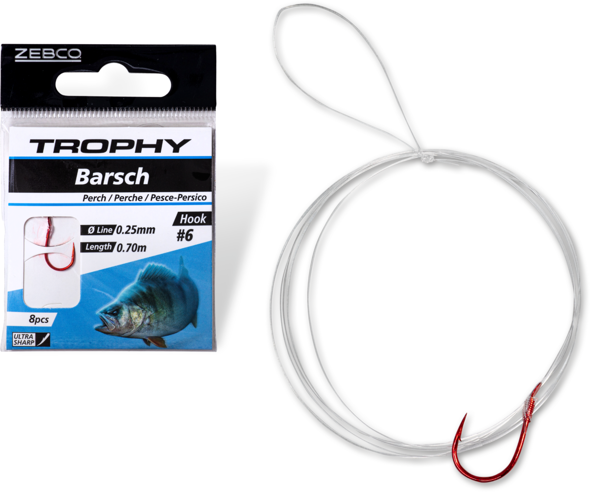 zebco 4 trophy perch hook to nylon red hooklength 70cm