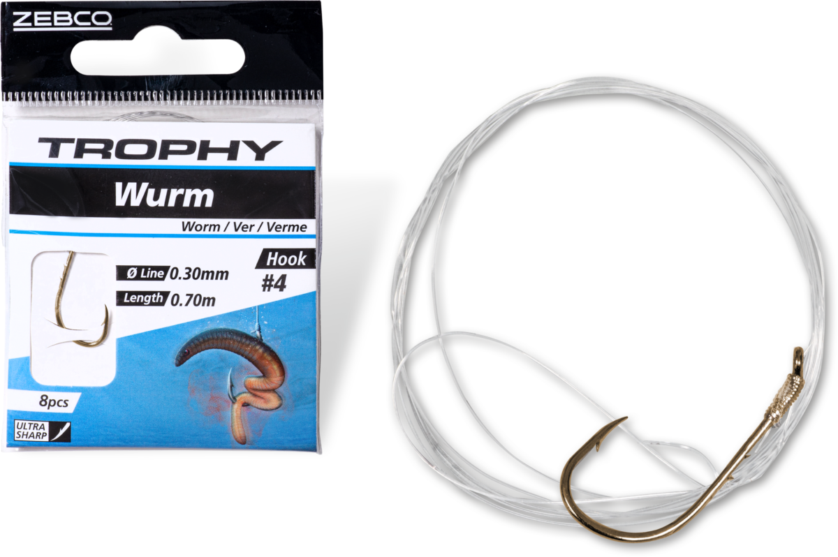 zebco 6 trophy worm hook to nylon silver hooklength 70cm