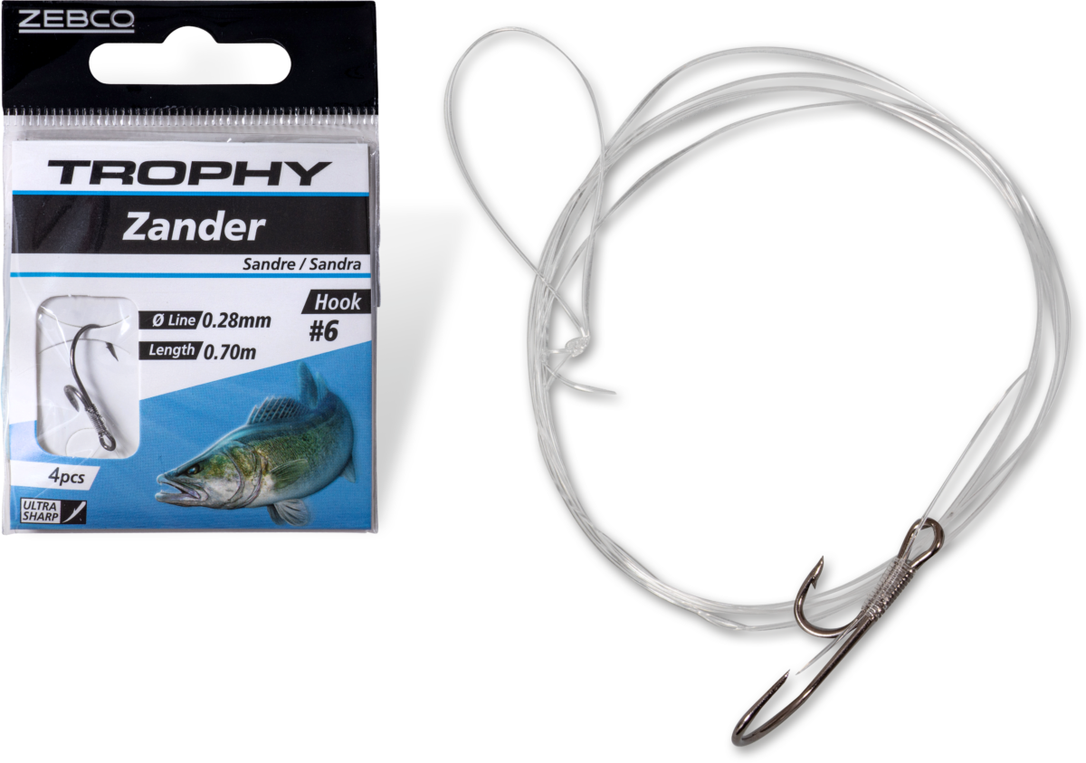 zebco 6 trophy zander hook to nylon silver hooklength 70cm