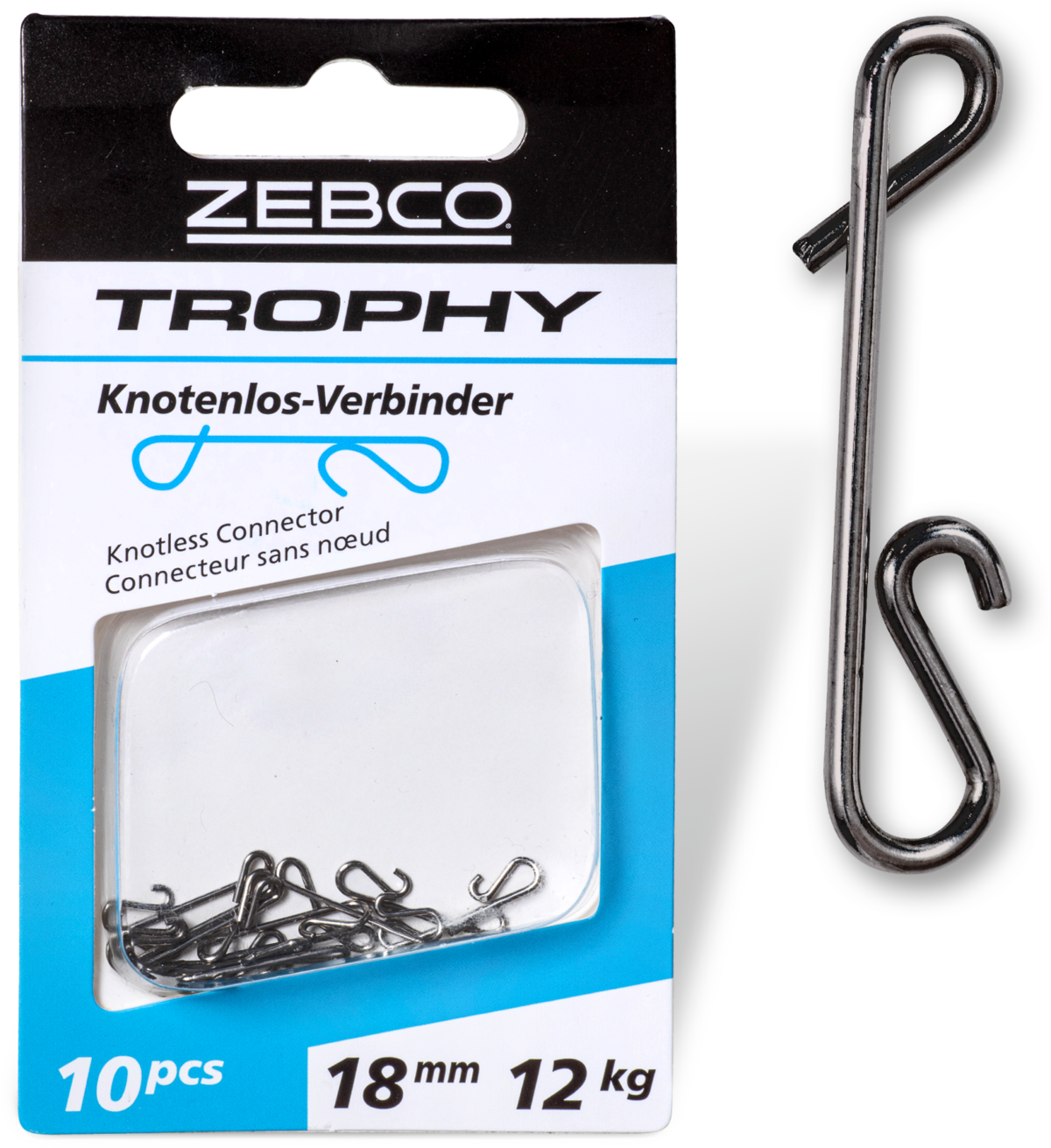 zebco l 16mm trophy knotless connector 8kg 10 pcs