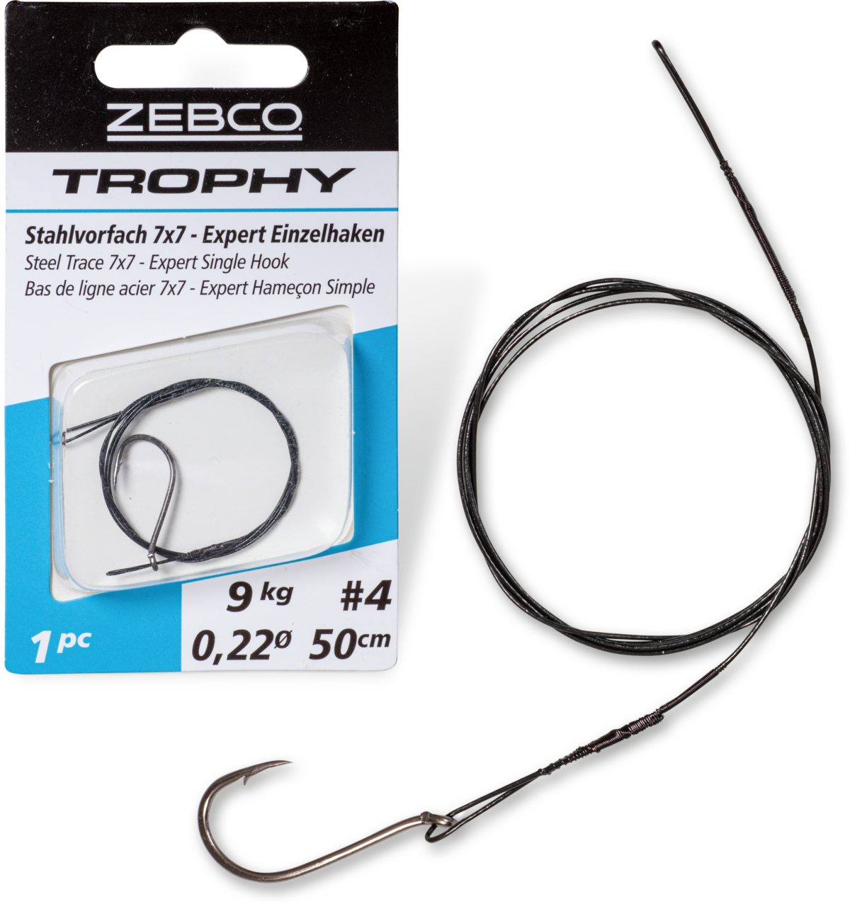 zebco trophy steel trace 7x7   expert single hook l 60cm 15kg 1 pcs