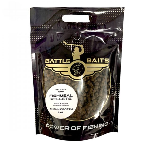 Рибни пелети BATTLE BAITS Fishmeal Pellets - 12 mm 3 kg » Fish.bg | Хвани повече с Fish.bg