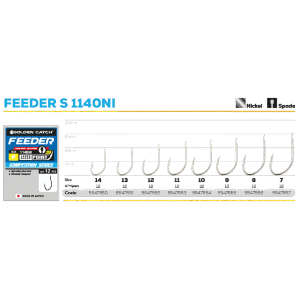 Golden Catch Hook Feeder S 1140NI №14(12pcs) » Fish.bg | Хвани повече с Fish.bg