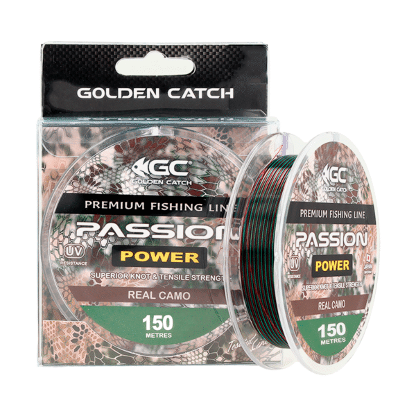 Golden Catch Nylon Line Passion Power 150m Real Camo 0.261mm » Fish.bg | Хвани повече с Fish.bg