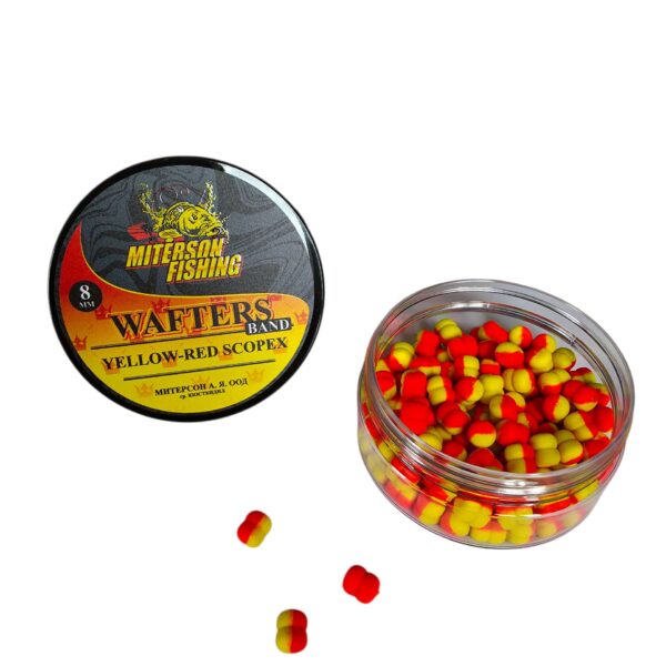 Miterson Premium WAFTERS BAND 8MM YELLOW-RED SCOPEX » Fish.bg | Хвани повече с Fish.bg